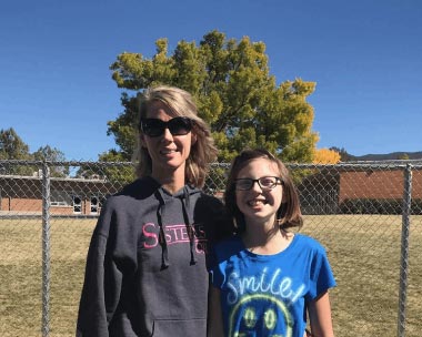 Staff member Lisa Halton and daughter Avaya